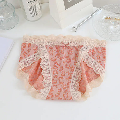 Antibacterial Cotton Lace Women's Briefs - Plus Size