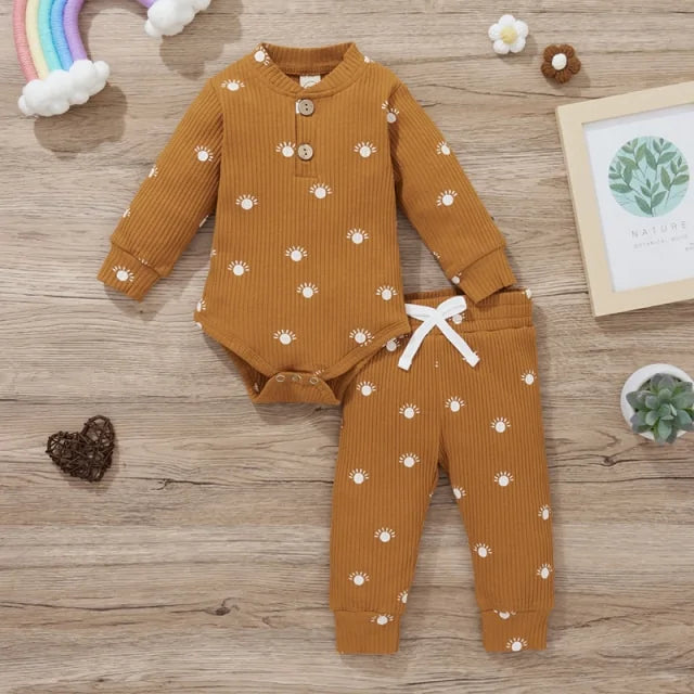 Newborn Baby Bodysuits and Elastic Pants Set